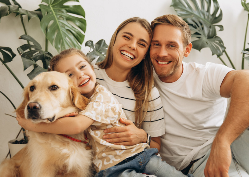 family with dog