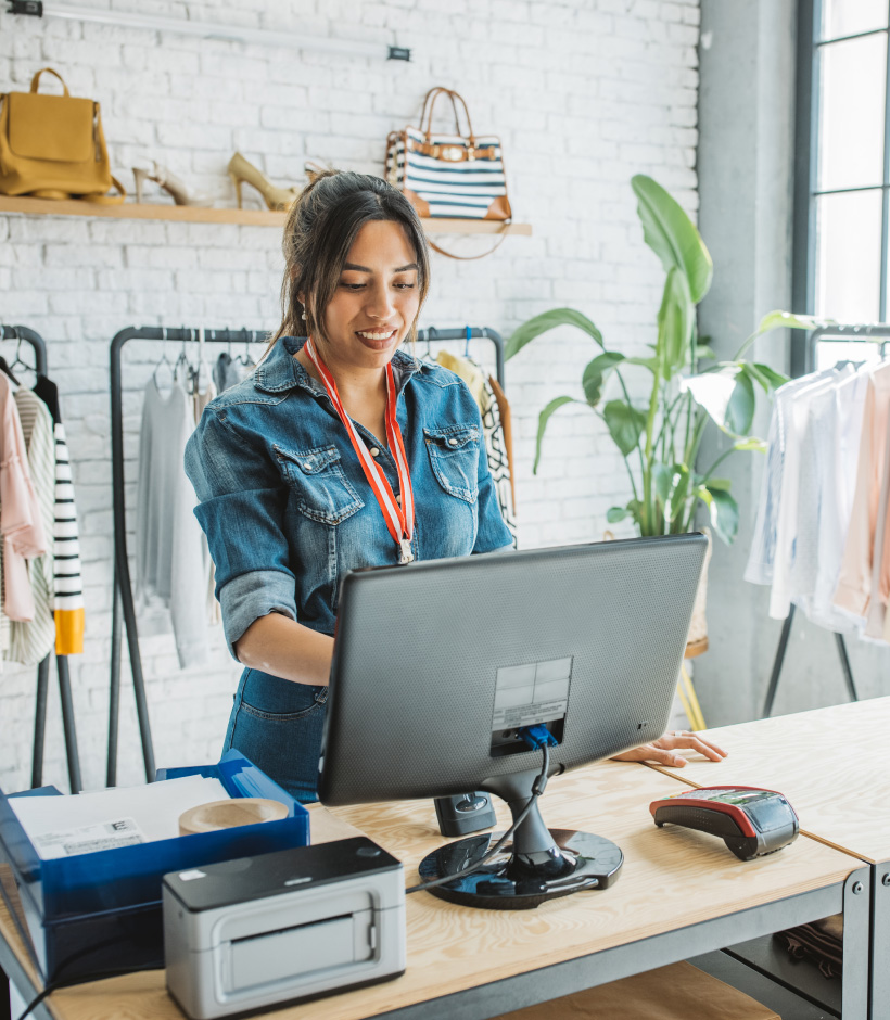business worker looking at computer screen