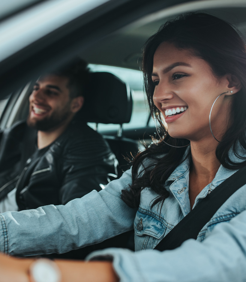 couple driving car